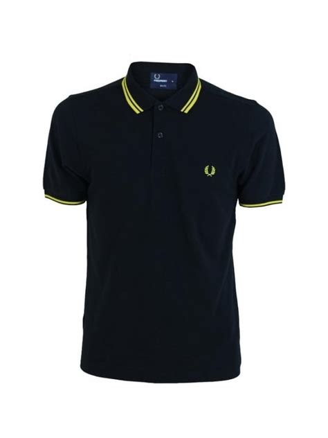 Fred Perry Slim Fit Tipped Polo In Blackyellow Northern Threads