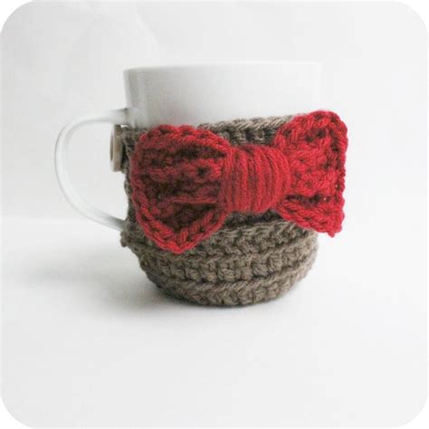 Coffee Cozy Tea Cup Cozy Eleventh Doctor Red Brown Bow