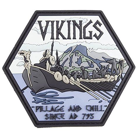 Vikings Pillage And Chill Pvc Tactical Patch Morale Badge With Velcro