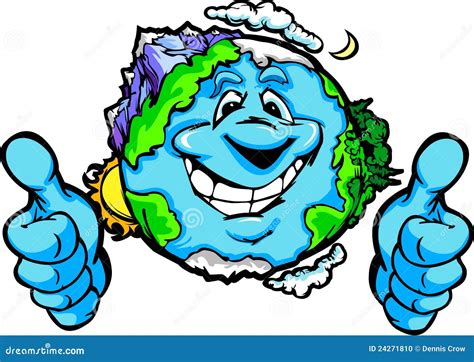 Happy Planet Earth With Thumbs Up Gesture Cartoon Stock Photo Image