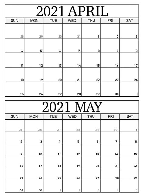 April May June 2021 Printable Calendar Calendar Printables Calendar