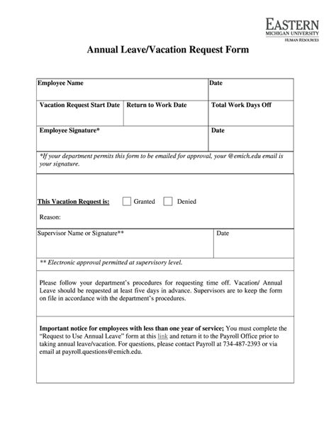 Free Annual Leave Request Form Template Printable Form Templates And