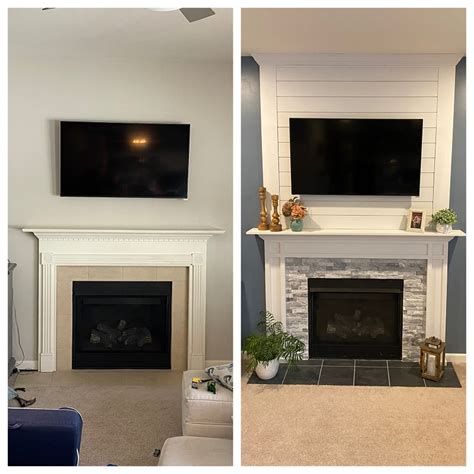 Fireplace Makeover Before And After In 2020 Fireplace Makeover
