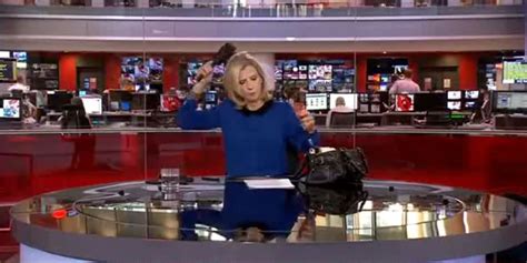 Bbc News Presenter Carole Walker Caught Brushing Her Hair Live On Air