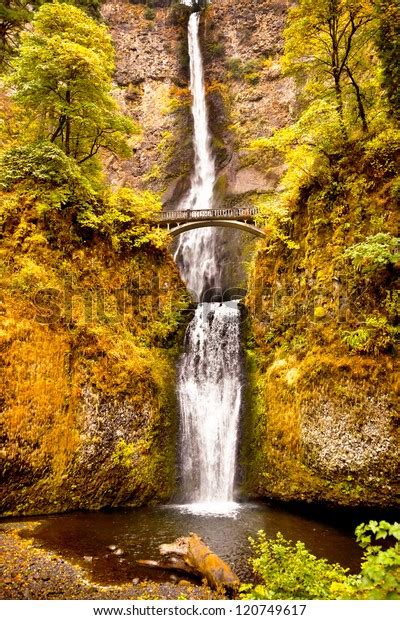 Multnomah Falls Waterfall Autumn Fall Bridge Stock Photo Edit Now
