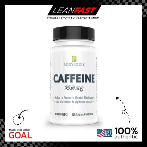 Bodylogix Caffeine 200mg 100 Tablets คาเฟอีนเม็ด เพิ่มแรง ช่วยเบิร์น