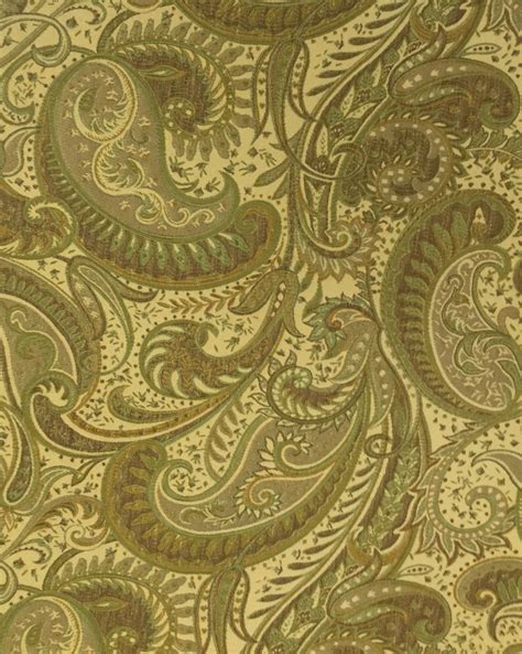 Greengold Paisley Upholstery Fabric By The Yard Etsy
