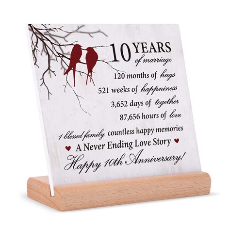 Buy 10th Wedding Anniversary Plaque Ts 10 Years Anniversary Card
