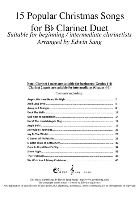 Take a look at a selection of the best quality intermediate and advanced clarinets that we stock at normans. Download 15 Popular Christmas Songs For Bb Clarinet Duet ...