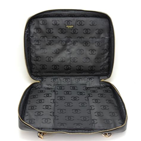 Chanel Chanel Black Quilted Caviar Leather Large Laptop Bag