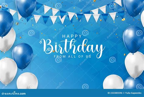 Happy Birthday Congratulations Banner Design With Confetti Balloons