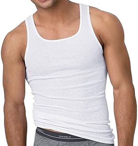 Ribbed Vest Mens 100 Cotton White Fitted Muscle Gym Rib Tank Top