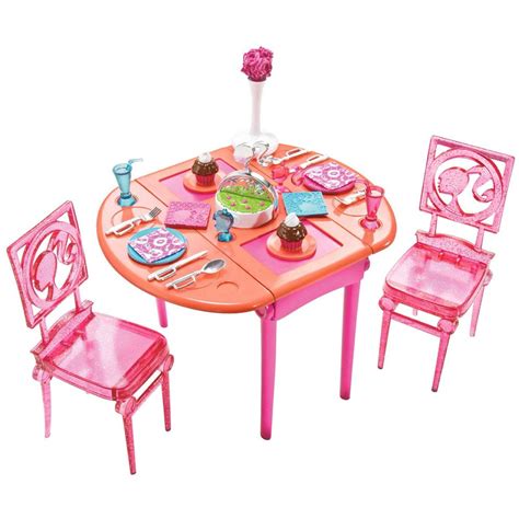Barbie Basic Furniture Dinner To Dessert Dining Room Play Set Walmart