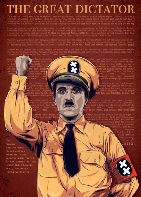 The Great Dictator Speech Poster Picture Metal Print Paint By Dark