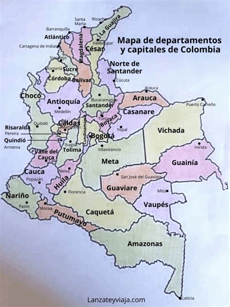 Departamentos Y Capitales De Colombia Lánzate Y Viaja