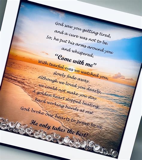 Religious Sympathy Poem God Saw You Getting Tired Picture Etsy