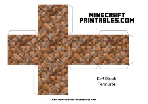 Dirt Block Minecraft Dirt Block Printable Papercraft Template