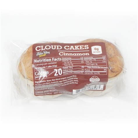See the full nutrition facts and ingredients list right here. ThinSlim Foods Zero Carb Gluten Free Cloud Cakes, 2pack ...