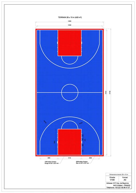 Terrain De Basketball 28 X 15 M Couleurs Au Choix Terrain Basketfr