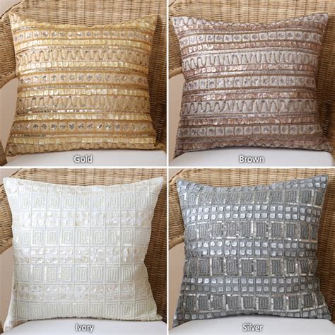 Aurora Home Beaded Mother Of Pearl Sequin Pillow Pair Set Of 2