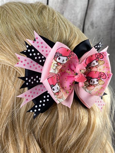 princess my melody boutique hair bow pink and black etsy