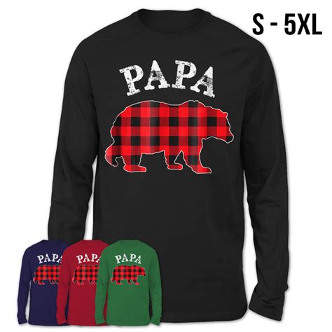 Bornmens Tops Tops Red Plaid Buffalo Papa Bear Christmas Pajamas For