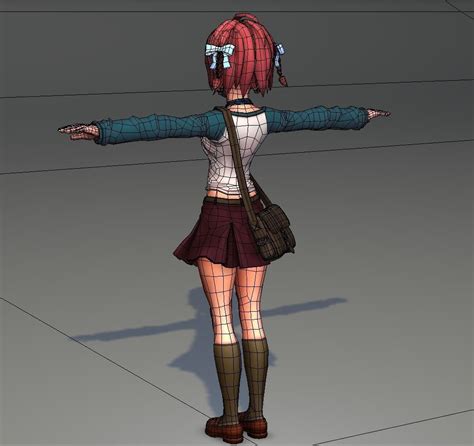 3d Model Anime School Girl Rigged Low Poly Vr Ar Low Poly Obj Fbx Ma Mb