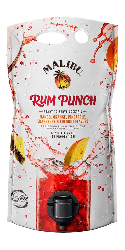 Caribbean rum with natural coconut flavor ex: Malibu Premixed Cocktail Rum Punch