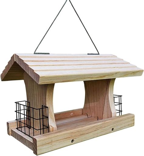 Deluxe Wooden Bird Feeders For Outdoors Hanging With 2 Suet Cages