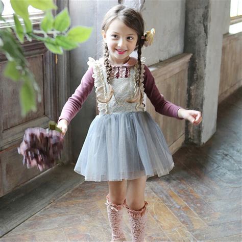 Little Girls Dresses Long Sleeve Baby Clothes Princess Elastic Lace