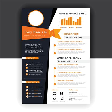 Abstract Orange Resume Template 551773 Vector Art At Vecteezy