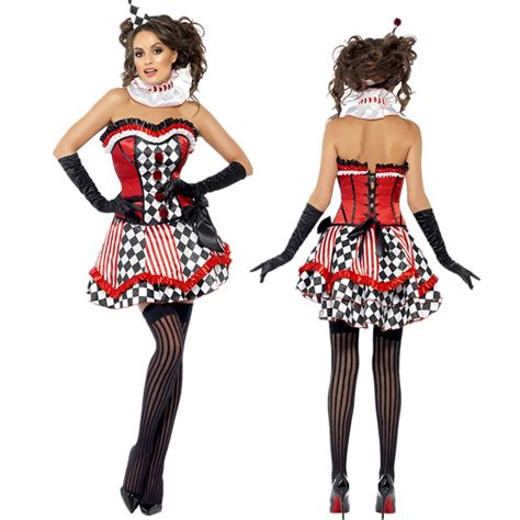adult women clown circus girl costume halloween funny harley quinn cosplay fantasy dress outfit