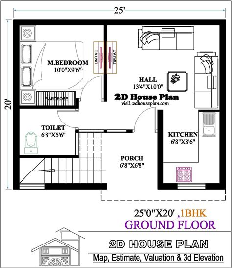 1 Bhk Floor Plan With Dimensions