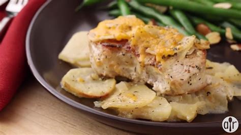 Pour broth mixture over layers. Pork Chops with Creamy Scalloped Potatoes | Recipe ...