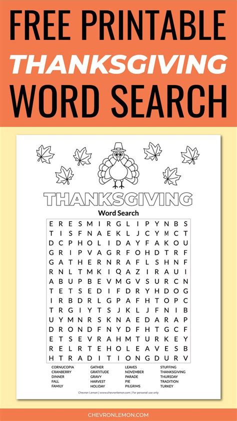 Free Printable Thanksgiving Word Search Thanksgiving Word Search