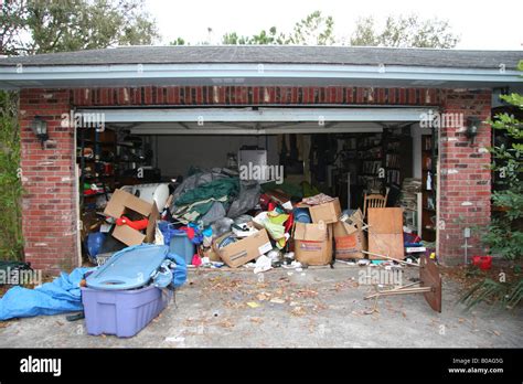 Messy Garage Stock Photo Alamy