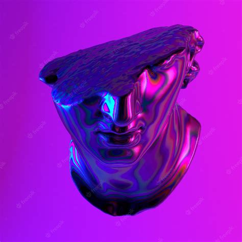 Premium Photo 3d Rendering Of Fragmentary Colossal Head Of A Youth Sculpture In Acid Neon
