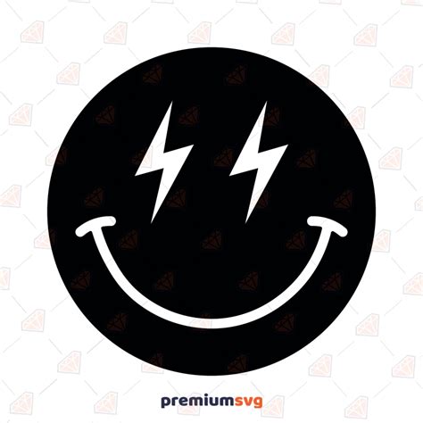 Lightning Eyes Smiley Face Svg Bolt Emoji Svg Digital Download Sdr