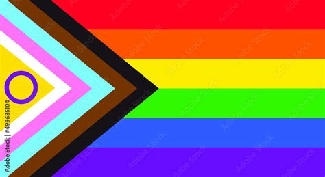 Vetor Do Stock LGBTQ Pride Flag Vector Intersex Inclusive Progress
