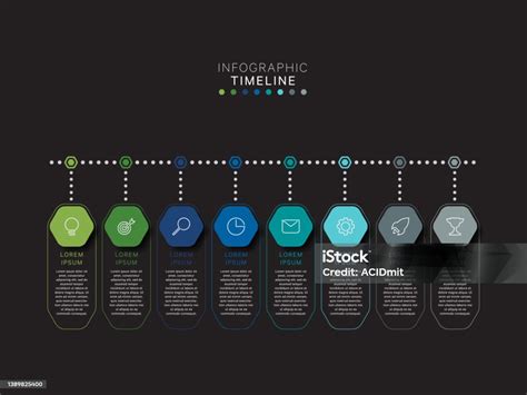 Template Timeline Infografis Modern Dengan Elemen Heksagonal Realistis
