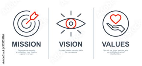 Mission Vision And Values Of Company With Text Web Page Template