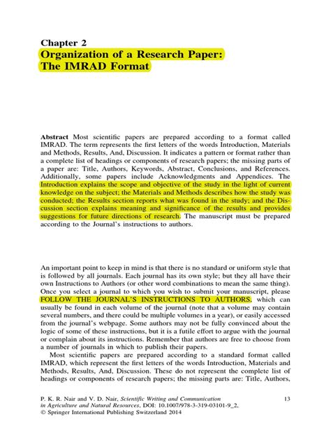 Unlike abstracts that are written for articles in social sciences, the imrad format doesn't include a theory chapter. IMRAD Paper Format - Springer Publishing Company, New York ...
