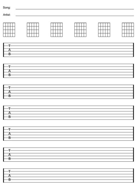 Similar to free printable guitar chords. Free Blank Guitar Sheet Staff & Tab Paper for guitar students & teachers | Guitar sheet music ...