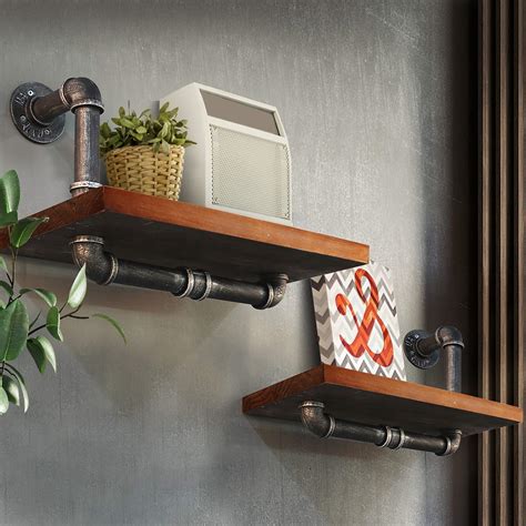 Pipe Wall Shelf With Wood Shelves Custom Pipe Shelving Made To