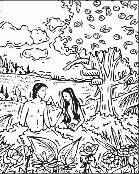 Dibujos De Adán Y Eva En El Edén Para Colorear Para Colorear Pintar E