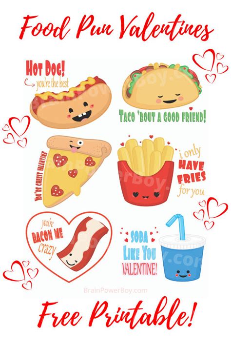 Free Printable Food Pun Valentines That Are So Punny