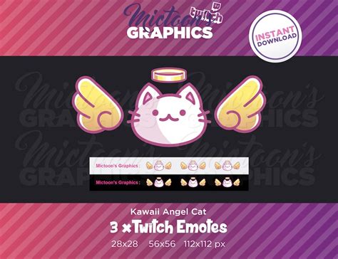 3 X Twitch Cat Angel Wings Emotes Streamer Graphics Discord Gamer