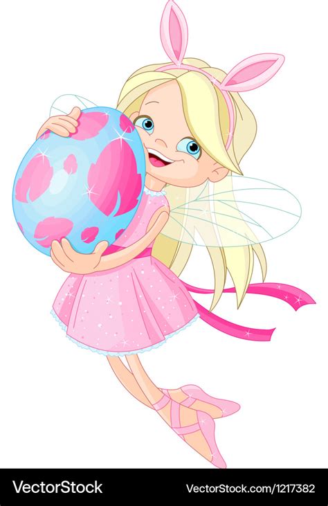 Cute Fairy Flying With Easter Egg Royalty Free Vector Image