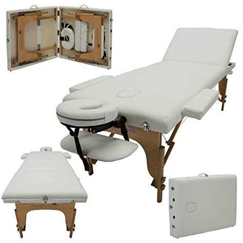 Massage Imperial® Deluxe Lightweight Ivory White 3 Section Portable Massage Table Couch Bed
