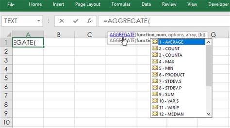 Excel Aggregate Function
